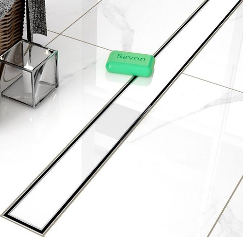 Стъклен линеен сифон за баня Glossy White